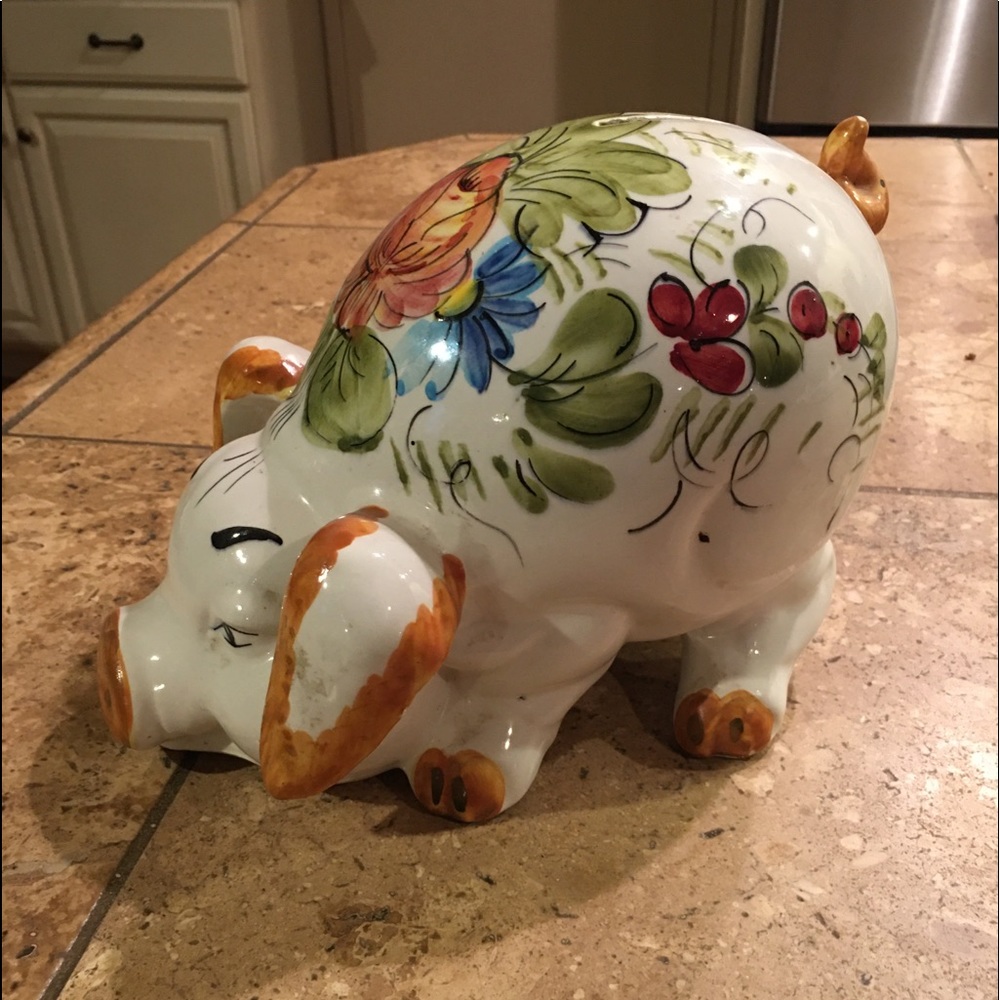 SOLD Vintage Italian hand painted piggy bank